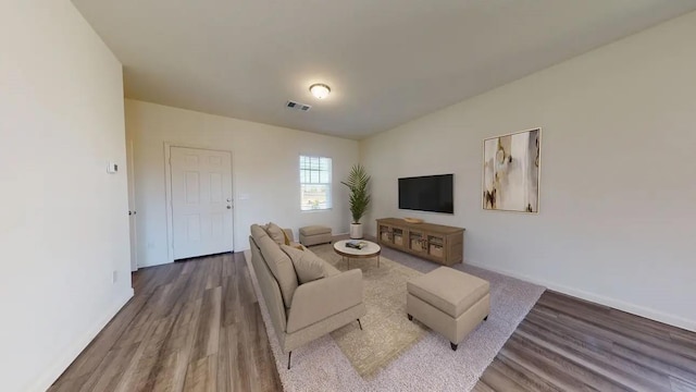 living room with wood-type flooring