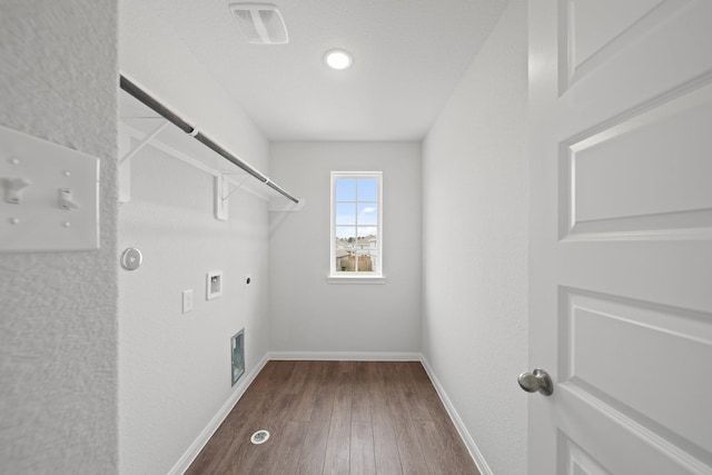 clothes washing area featuring hookup for a washing machine, visible vents, gas dryer hookup, electric dryer hookup, and laundry area