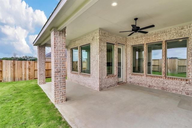 view of patio / terrace with ceiling fan