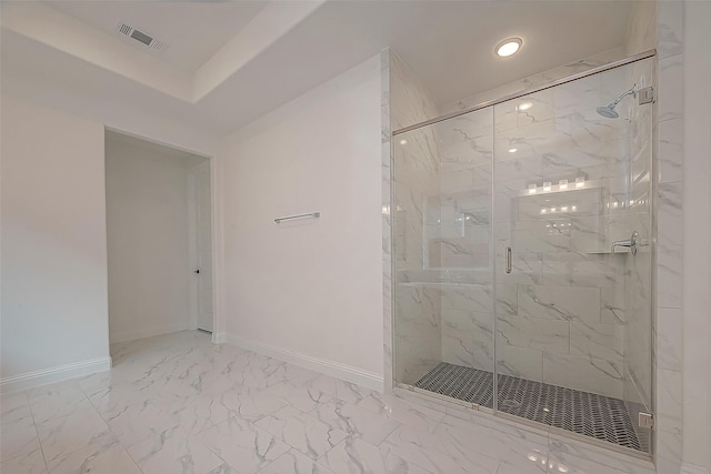 28212 Cedar Peak Dr, Spring, TX 77386 - full bathroom with a marble finish shower, marble finish flooring, and recessed lighting