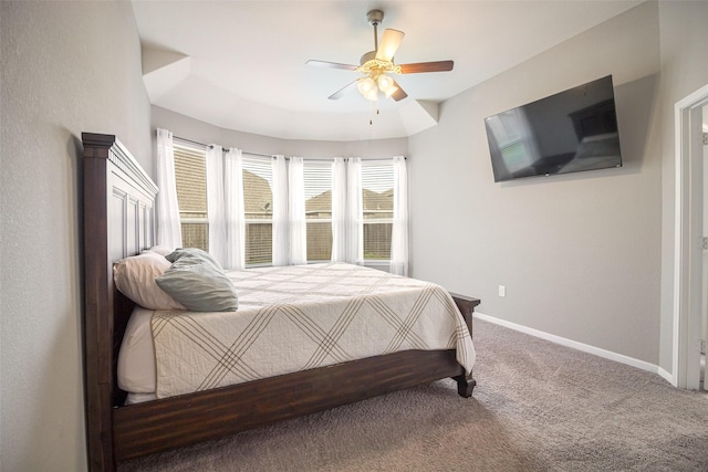 bedroom featuring carpet flooring and ceiling fan