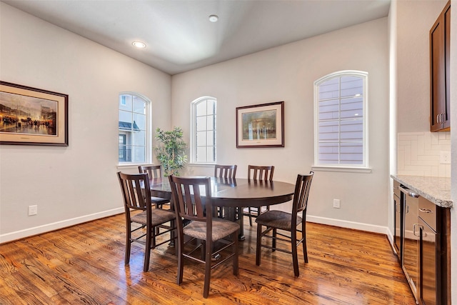 dining space featuring light hardwood / wood-style flooring