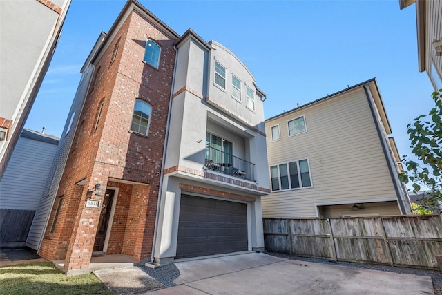 exterior space featuring a garage