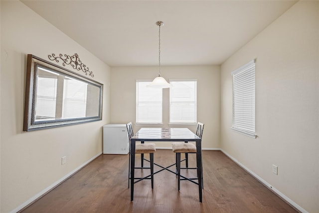 dining area featuring plenty of natural light and hardwood / wood-style flooring