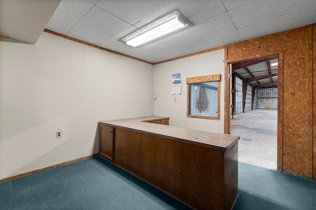 unfurnished office featuring crown molding