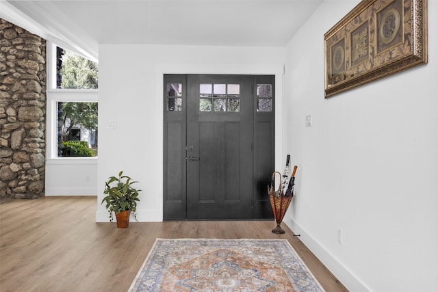 foyer entrance featuring light hardwood / wood-style floors