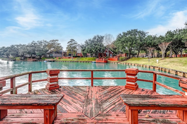 view of dock featuring a water view