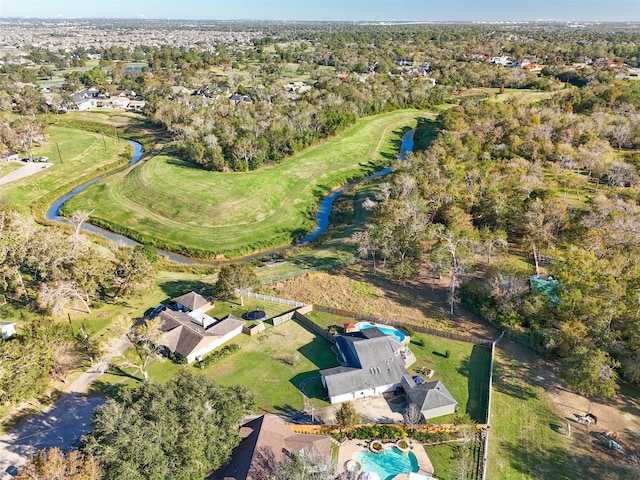 birds eye view of property featuring view of golf course