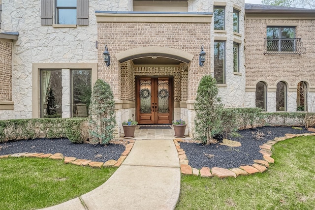 property entrance with french doors