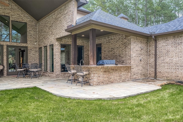 view of patio featuring a bar