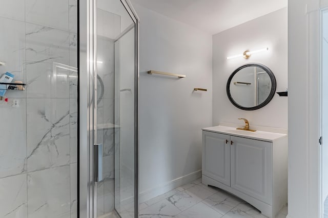 bathroom with vanity and walk in shower