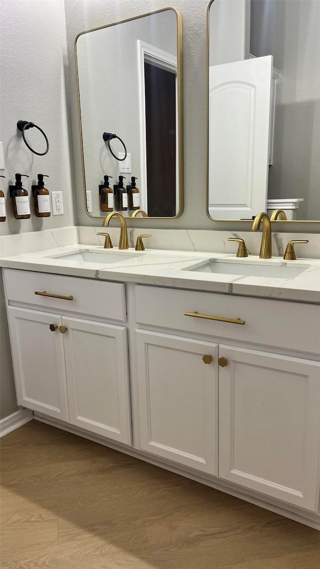 bathroom featuring wood-type flooring and vanity