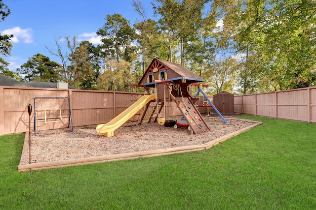 view of playground with a yard