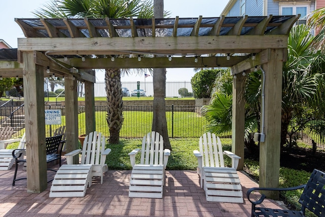 view of patio / terrace featuring a pergola