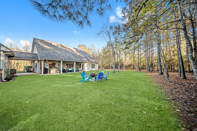 view of yard with a patio area and a trampoline