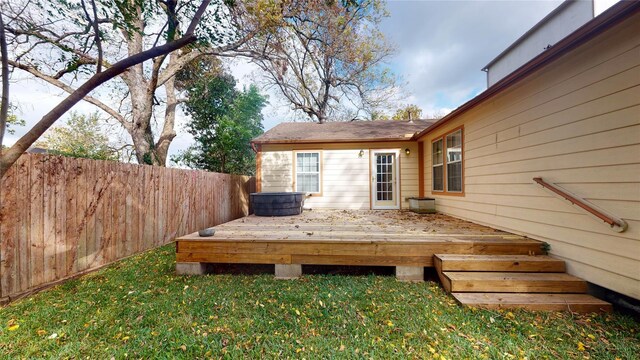 deck featuring a yard