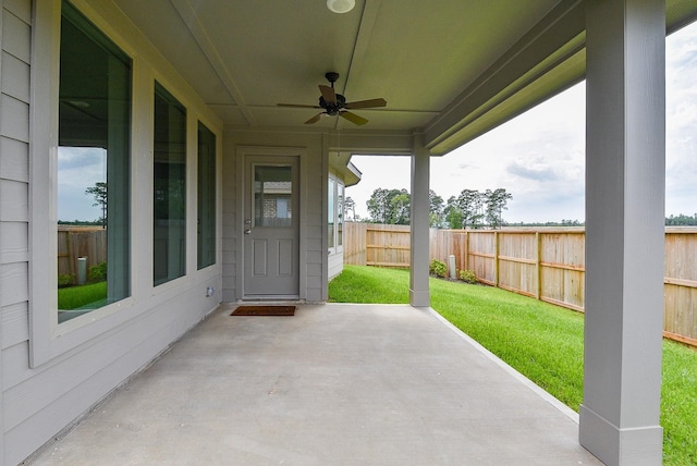 view of patio / terrace with ceiling fan