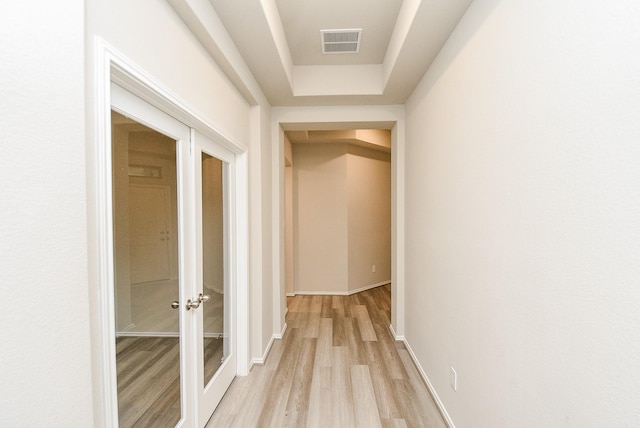 hallway featuring light wood-type flooring