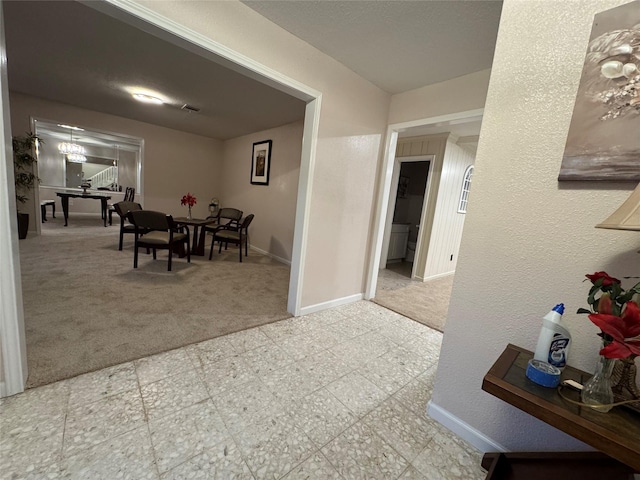 dining space featuring carpet floors