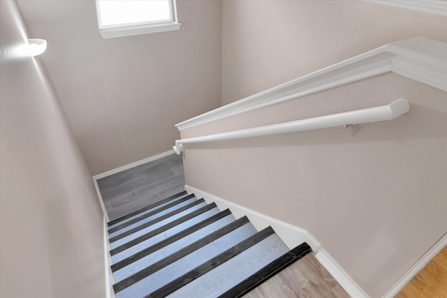 stairs featuring wood-type flooring