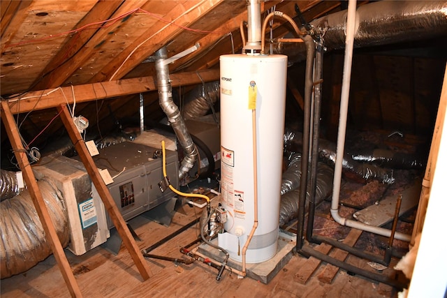 utility room with water heater