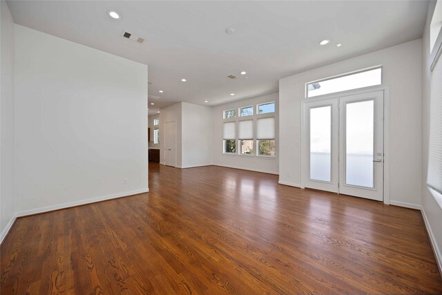 interior space with dark wood-type flooring