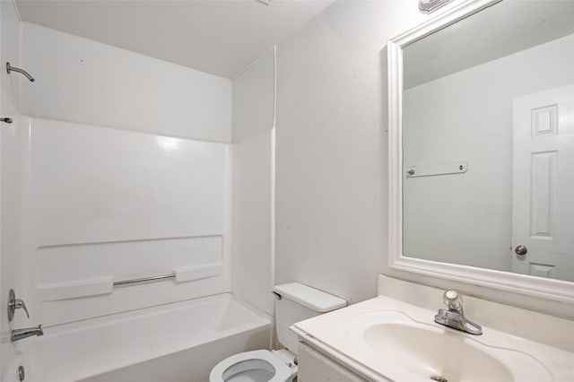 full bathroom with vanity, toilet, and shower / tub combination