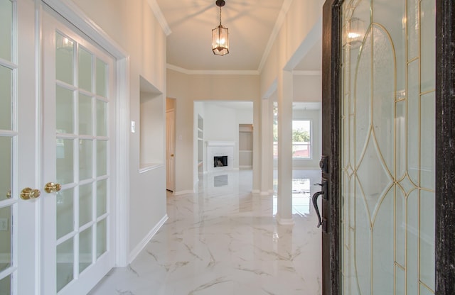 corridor with ornamental molding