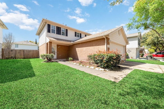 front of property featuring a front yard and a garage