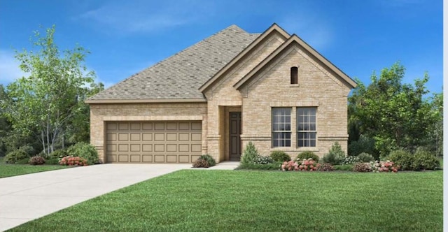 view of front facade with a garage and a front yard