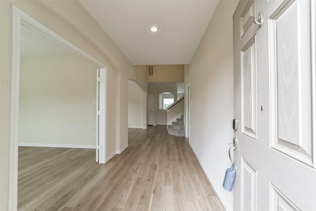 hallway featuring light hardwood / wood-style flooring