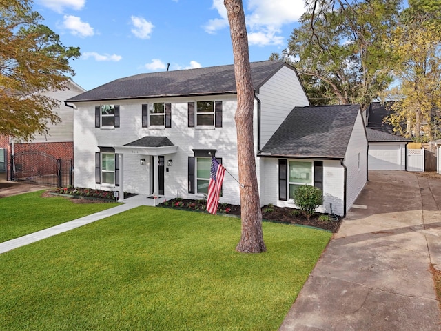 view of front of home featuring a front lawn