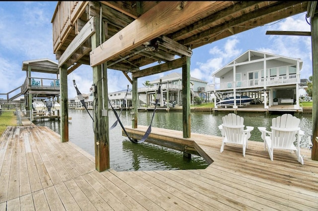 view of dock featuring a water view