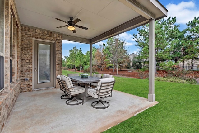 view of patio / terrace with ceiling fan