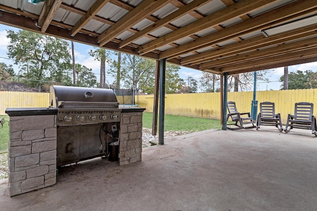 view of patio with an outdoor kitchen