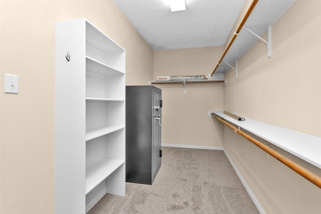 spacious closet with light carpet