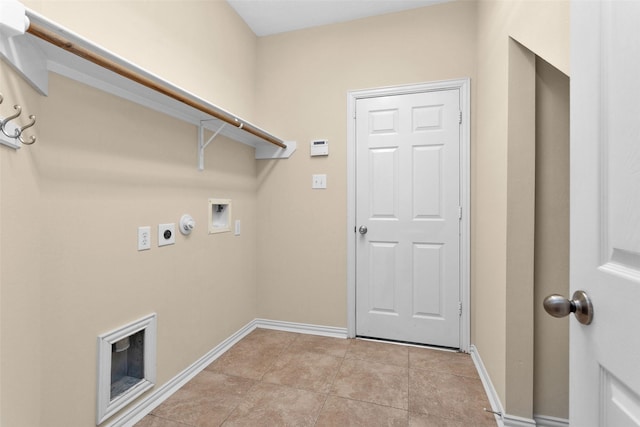 laundry room with washer hookup, light tile patterned floors, and electric dryer hookup