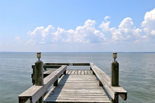 view of dock featuring a water view