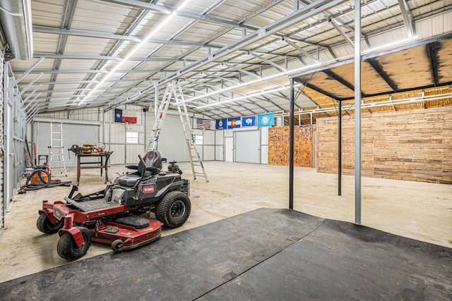 garage with wooden walls