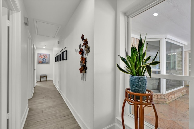 hall featuring light hardwood / wood-style flooring