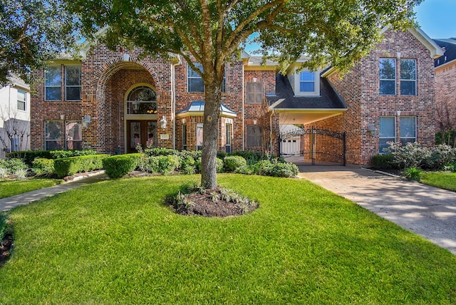 view of front of home featuring a front lawn