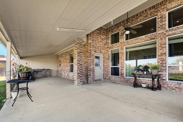 view of patio with ceiling fan