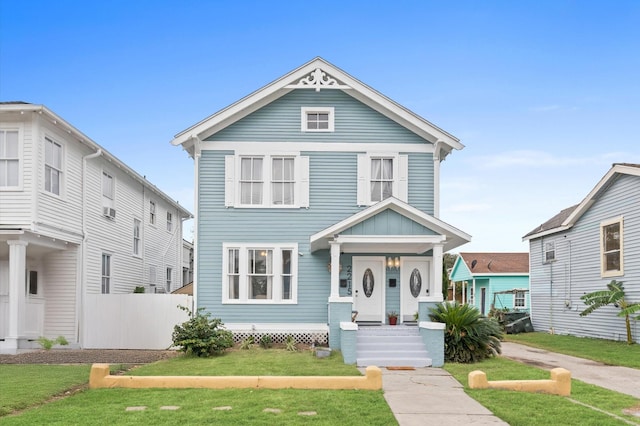 view of front of home featuring a front yard