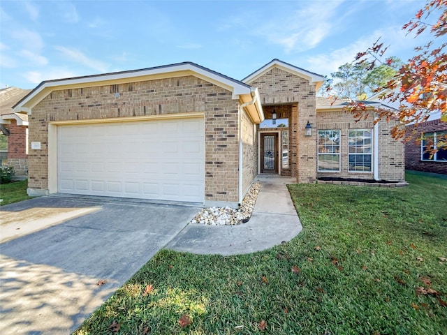 view of front of home featuring a garage and a front yard