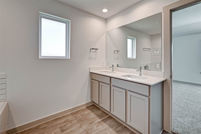 bathroom featuring hardwood / wood-style floors and vanity