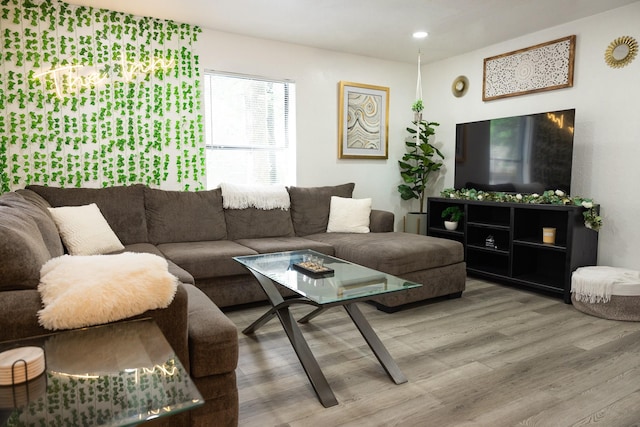 living room featuring hardwood / wood-style flooring