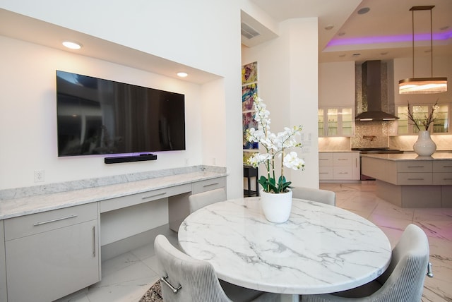 dining area with built in desk