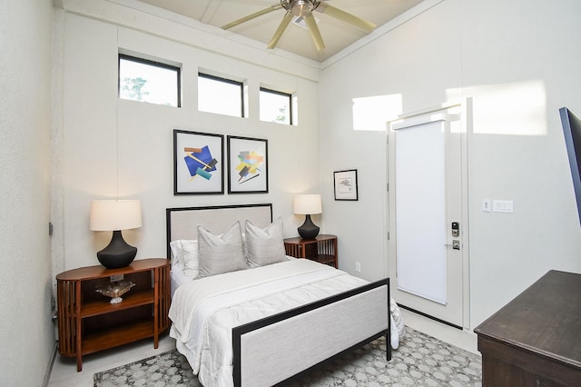 bedroom featuring ceiling fan