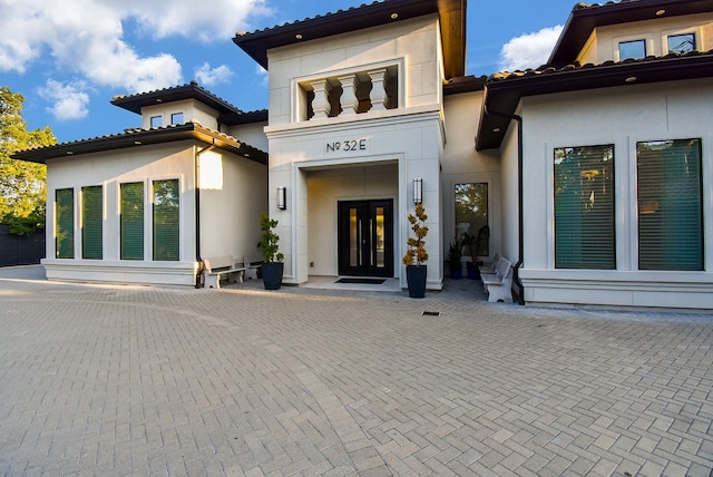 property entrance with french doors