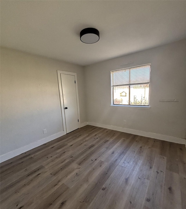 spare room featuring wood-type flooring